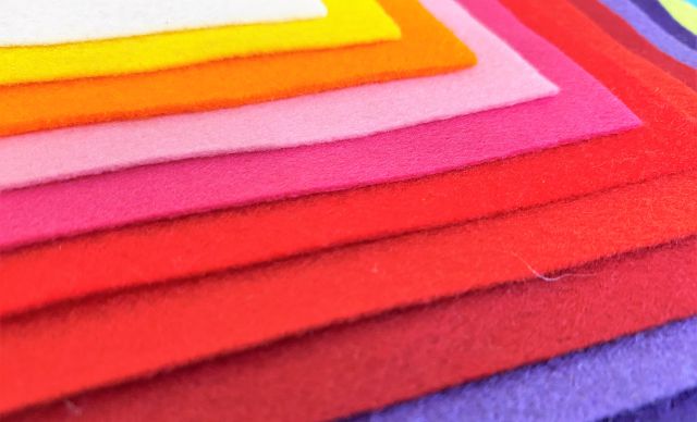 Package of colored felts no. 1 - soft felt, 1 mm, 20 colors - Felt