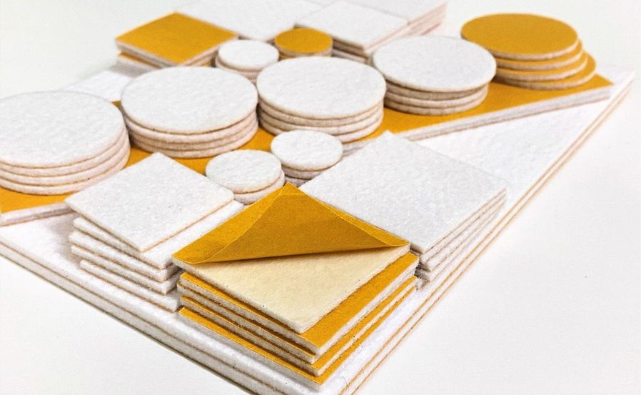 Set of self-adhesive felt pads - white, 84 pcs, various sizes